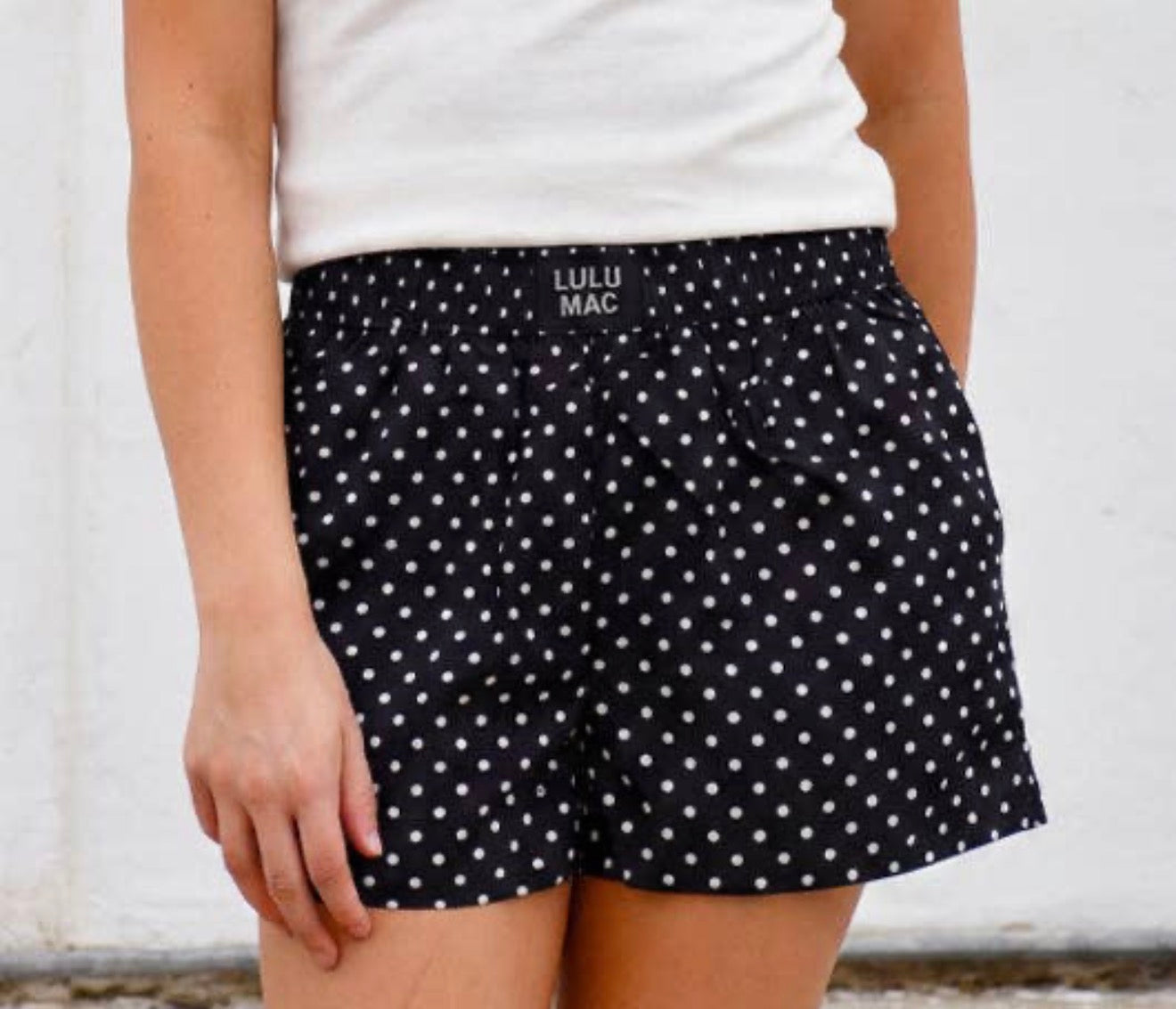 Black polka dot short boxers