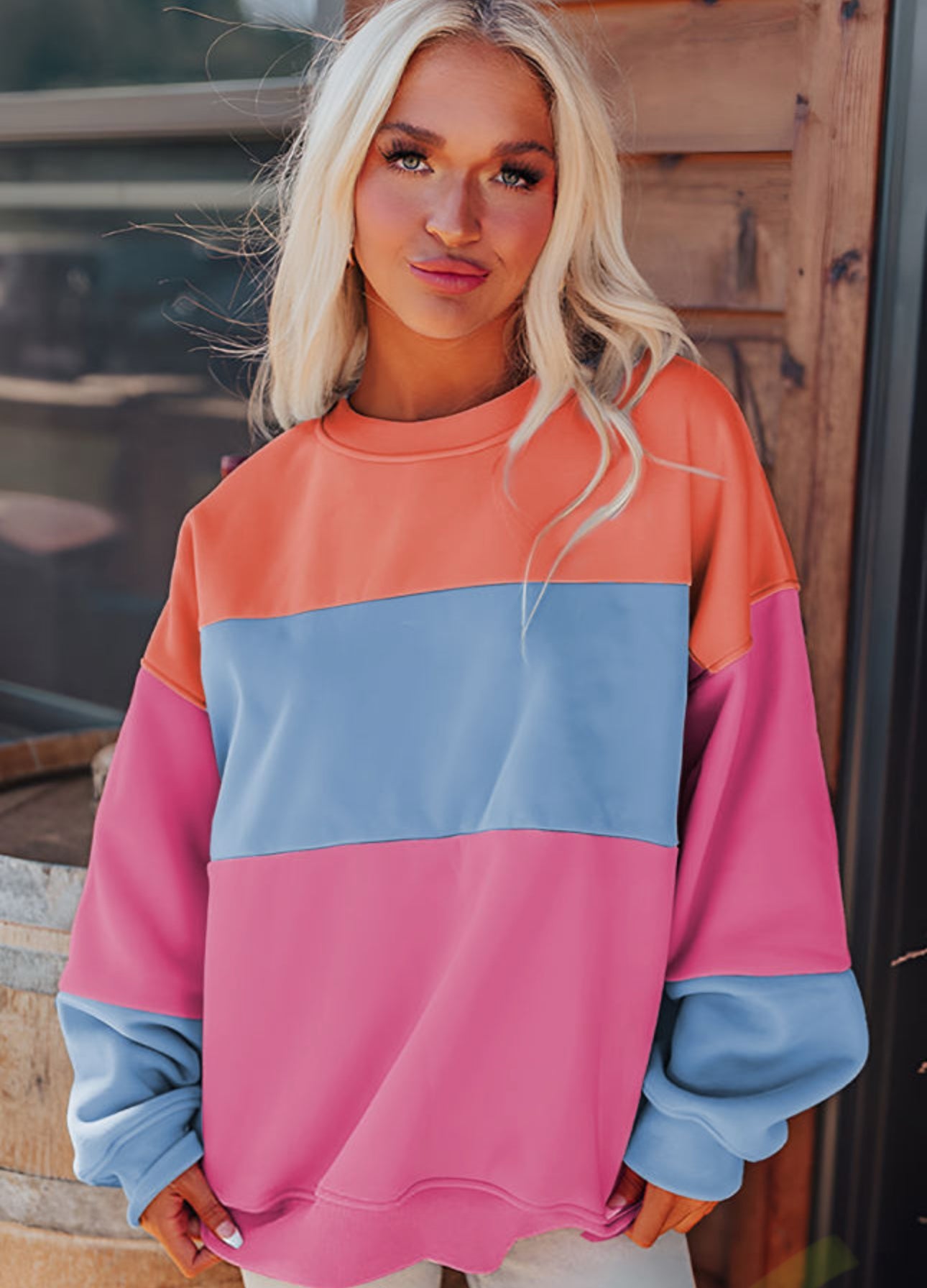 Colorblock drop shoulder sweatshirt