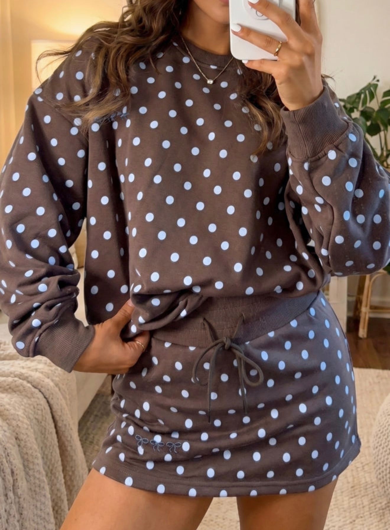 Brown polka dot set