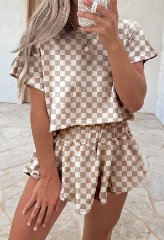 Checkered 2pc skort