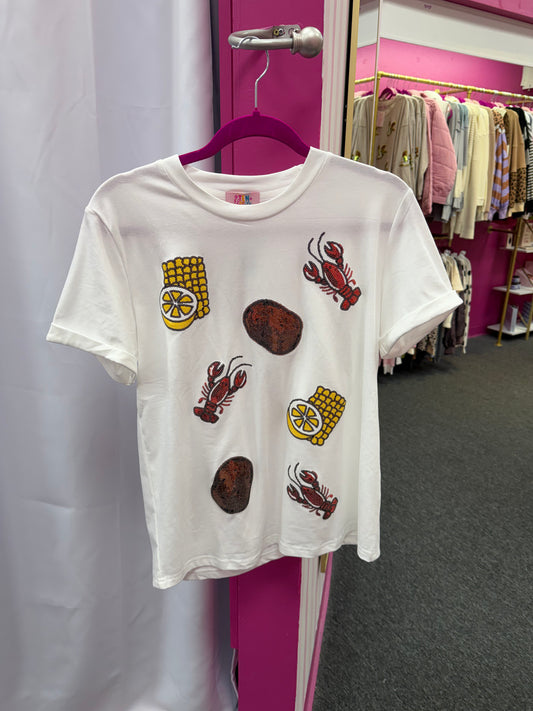 All the Fixins Crawfish Sequin Tee