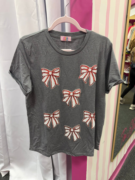 Baseball Bow Sequin