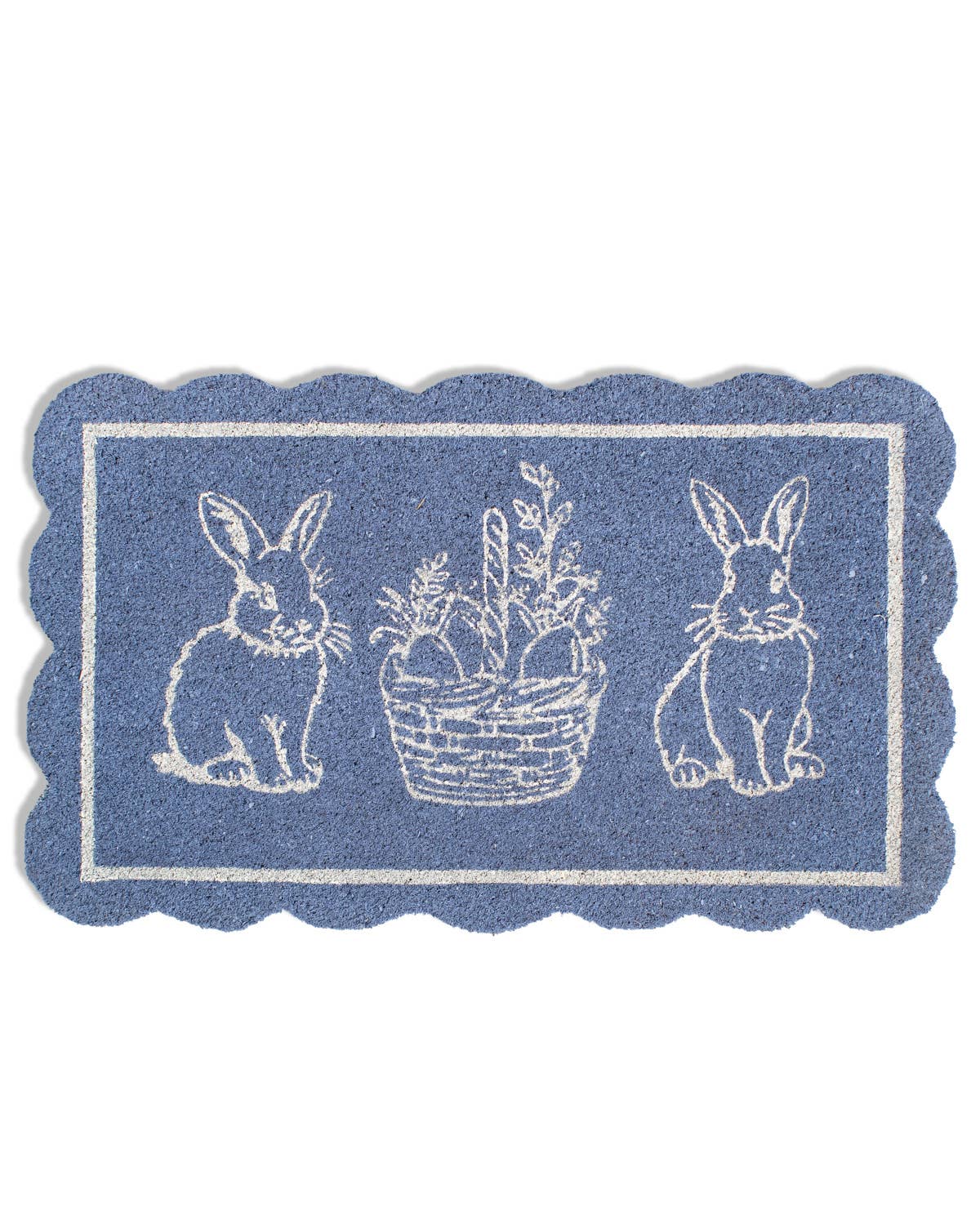 Morgan Bunny Scallop Coir Doormat   Light Blue/White   18x30