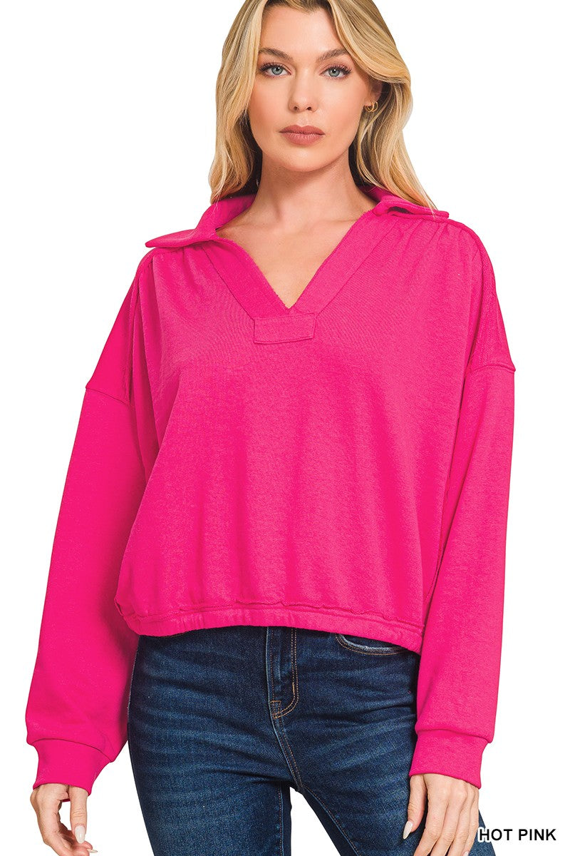 ITEM 21 French Terry Collared Pullover PINK